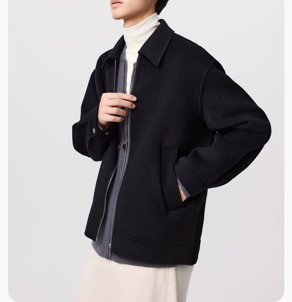 Élégance double-Face Herren-Wolljacke mit kurzem Revers