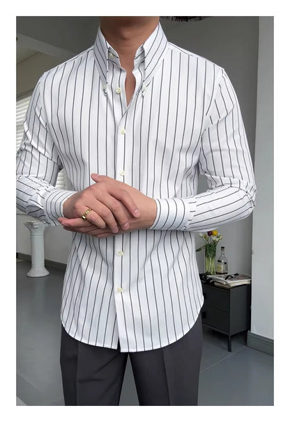 "Chemise Rayée Classique" italienisches Retro-Hemd Langarm-Streifenhemd