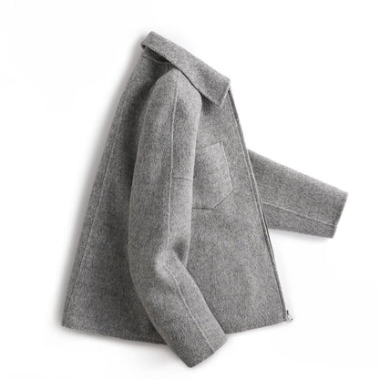 Le Manteau Dualité - Wollmantel aus Schafwolle mit Revers und Reißverschluss